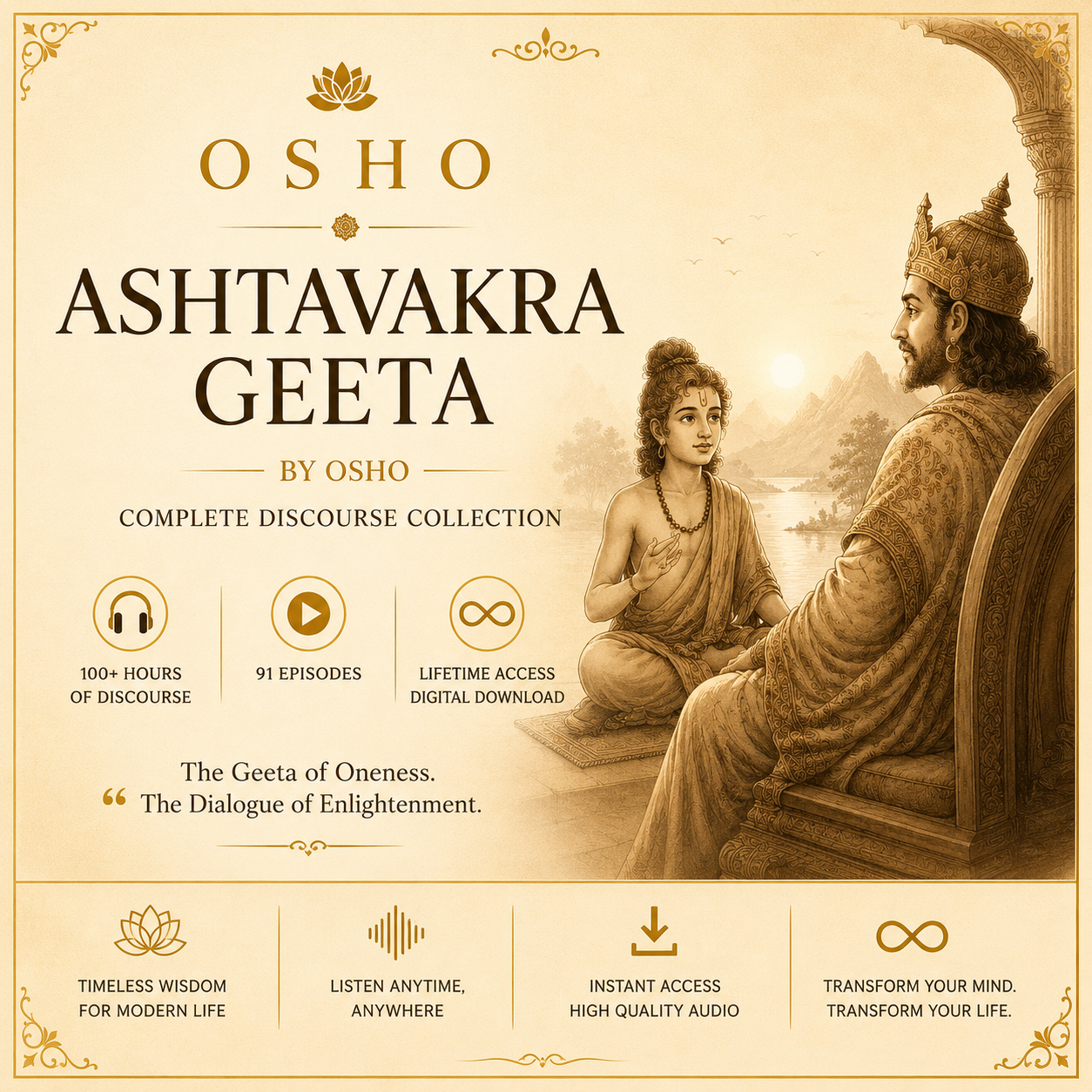 OSHO's Ashtavakra Mahageeta – All 91 Hindi Audio Discourses | Lifetime Digital Access