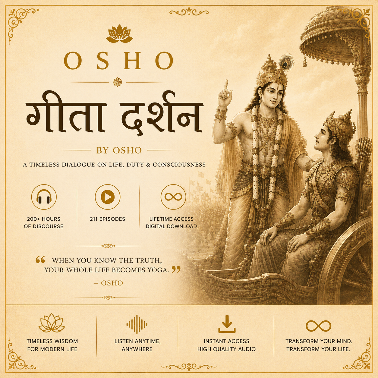 Geeta Darshan by Osho — Complete Audio Discourse Series- 18 Volumes, 211 episodes